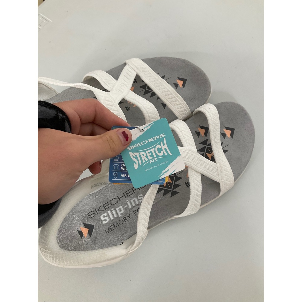 Skechers Slip-ins Reggae Cup My Bestie White Strappy Sandals Womens 10 163544 - Picture 7 of 9